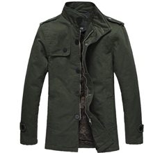 秋冬爆款韩版立领男式加厚夹克男装批发中长款男士风衣修身外套