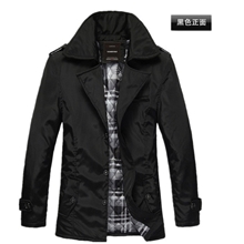 秋冬爆款男式中长款商务西装领风衣男装批发时尚外套加厚大衣