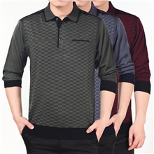 厂家直销品牌秋冬新款中老年男士长袖羊毛衫翻领T恤衫8213