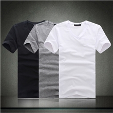 V领新品涤棉手绘热转印专用男女V领短袖空白T恤黑白灰可印图