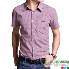 夏装新款男式短袖衬衫男士纯棉修身衬衣格子衬衫男一件代发货