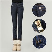 【伙拼】女装牛仔裤加绒保暖精品厂家直批免费一件代发牛仔女