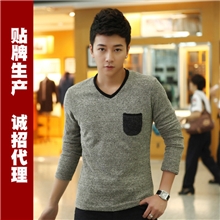 男士长袖加厚加绒t恤精品修身保暖T恤免费代理一件代发T恤男