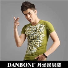 丹保尼男装短T恤韩版男士短袖批发时尚男士圆领t恤男士短袖t恤