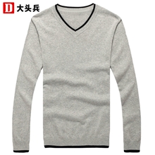 【伙拼】秋冬装100%棉男士毛衣V领修身百搭针织衫男毛衫批发