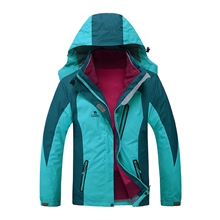 批发供应2013新款女户外防风透气冲锋衣女两件套可拆卸登山服