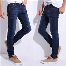 2013秋装新款弹力修身牛仔裤韩版小脚裤多纽扣弹力男士牛仔裤