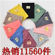 秋季新款女打底衫全棉纯色长袖T恤V领中长款磨毛打底衫