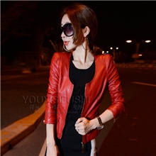 2013秋冬季新款韩版女装批发拉链设计修身短款机车水洗皮衣外套