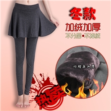 冬新款包臀百褶假两件加绒加厚时尚保暖裤女打底裤批发