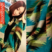 D031超长孔雀花型流苏仿羊绒围巾秋冬新款保暖披肩围巾