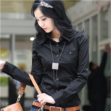 工厂直销韩版修身全棉职业白领长袖衬衫纯色学生衬衣女特价批发