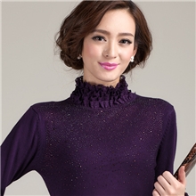 天之娅正品2013秋冬新款韩版女高领蕾丝长袖打底毛衣烫钻针织衫