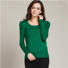 厂家直销批发2013秋冬女装百搭圆领长袖打底衫毛衣泡泡袖针织衫