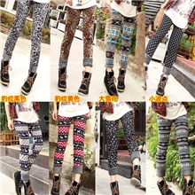 时尚新款假透肉压花打底加绒格子冬装保暖厂家批发仿羽绒裤