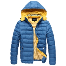 冬装新款男士可脱卸帽棉衣男式撞色连帽棉服外套男装批发四色可选