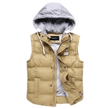 秋冬新款男式保暖可脱卸帽棉马甲男士时尚修身连帽棉背心批发