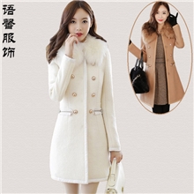 批发韩国冬装新款毛呢外套羊毛女式妮子冬季呢子风衣大衣女装