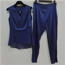 欧美高端品质外贸女装原单尾货批发代理丝质无袖上衣+长裤套装