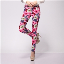 2013新款女式加绒糖果色牛仔铅笔裤韩版彩色环保花色瘦身美腿铅裤
