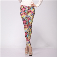 2013新款女式加绒铅笔裤糖果色韩版彩色环保花色瘦身小脚铅笔裤