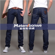 606美特斯邦威2013新款男士牛仔裤韩版修身直筒长裤深一件代发