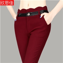 1118大促冬季新款女士加绒铅笔裤波浪腰休闲长裤小脚裤批发