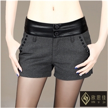 冬季新款女式直筒短裤韩版潮呢子短裤女加厚毛呢短裤靴裤批发