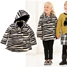 外贸原单童装官网同步next斑马纹涂层加绒风衣女童棉衣童外套