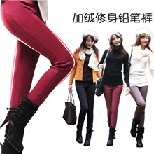 Q95#秋冬新款加厚保暖加绒修身铅笔裤靴裤大码装显瘦保暖裤