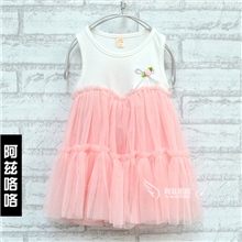 阿兹咯咯韩版女童公主纱裙无袖超仙蓬蓬裙带胸花批发厂家直销