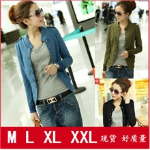 2013新款韩版W322韩版女装纯色立领肩章双排扣短外套