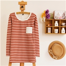 外贸女装新款韩版INGNI条纹加厚打底修身显瘦女士中长款卫衣绒衫