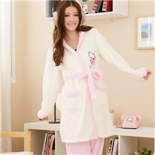 日韩卡通睡袍套装女生睡衣可爱家居服长袖珊瑚绒厂家批发XYT002