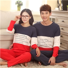 秋冬撞色间条男女时尚字母家居服休闲情侣睡衣厂家直销HNW1233