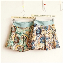 K8658芷苁夕2013新款日韩女装复古民族风撞色腰女式短裙|裙裤