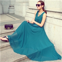 2013夏季新款大牌韩版超大摆拖地长裙超仙气质高贵无袖雪纺连衣裙