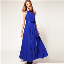 2013外贸爆款欧美不规则大摆无袖雪纺长裙气质露肩长礼服连衣裙女