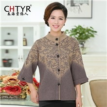 批发2013秋冬新款大码妈妈装九分袖中老年女装羊毛开衫加厚外套