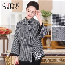 2013店主主推爆款中年妈妈秋装外套加厚格子立领羊毛衫针织开衫