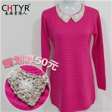 亏本特价秋冬女式针织新款打底裙韩版女装翻领长袖连衣裙包邮