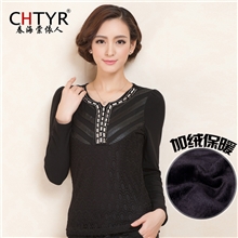 2013新款女装韩版时尚网纱蕾丝T恤半开领加厚加绒弹力打底衫