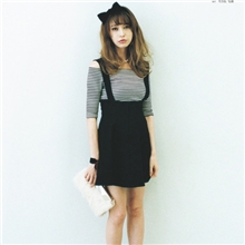 ViVi10月2013秋冬新Lena同款Snidel画册款可爱高腰牛仔背带连衣裙