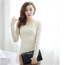 2013新款打底衫大码女装无领长袖蕾丝打底衫上衣女秋冬蕾丝衫