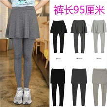 秋冬打底裙裤羊毛绒假两件百褶裙裤假两件包臀大码韩版打底裤