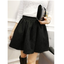 2013韩版蓬蓬裙显瘦高腰半身裙子秋冬短裙黑色提花百褶裙爆款