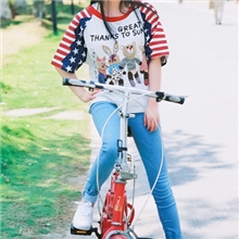 1907批发日系roughriman贴布刺绣蝙蝠袖纯棉宽松女式短袖大码T恤