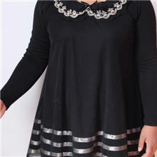 大码女装双层网网纱胖MM娃娃领蝴蝶结长袖圆领休闲免费代理代发