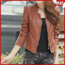 2013秋冬装新款韩版短款修身水洗机车女士皮衣pu大码外套