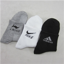 厂家直销涤棉袜子批发城品牌正品男士中筒网眼运动袜满包邮